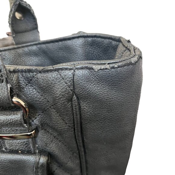 Womens Distressed Tote Shoulder Hand Bag Black - Picture 3 of 7